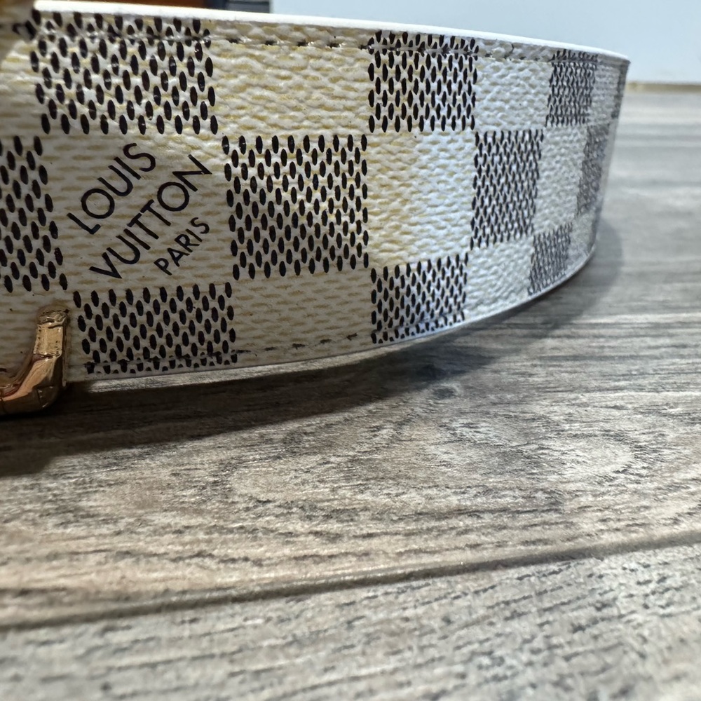 Louis Vuitton Damier Azur Canvas Belt with Gold LV Buckle - White - Picture 3 of 4